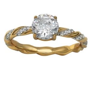 18k Gold Over Sterling Silver Diamond Twisted Band Ring